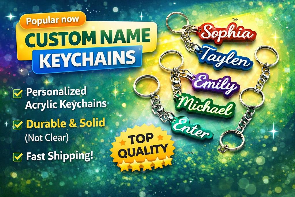 Personalized Acrylic Keychains | CUSTOM KEYCHAINS | (Chain included!)